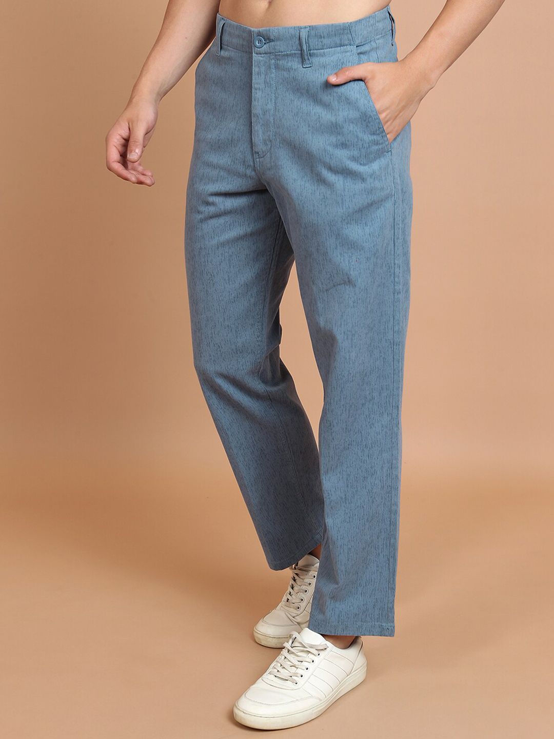 HIGHLANDER Men Blue Mid-Rise Chinos Trousers