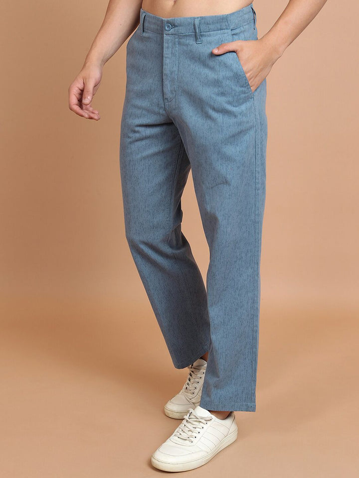HIGHLANDER Men Blue Mid-Rise Chinos Trousers