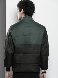 The Indian Garage Co Men Colourblock Zip-Front Hooded Puffer Jacket