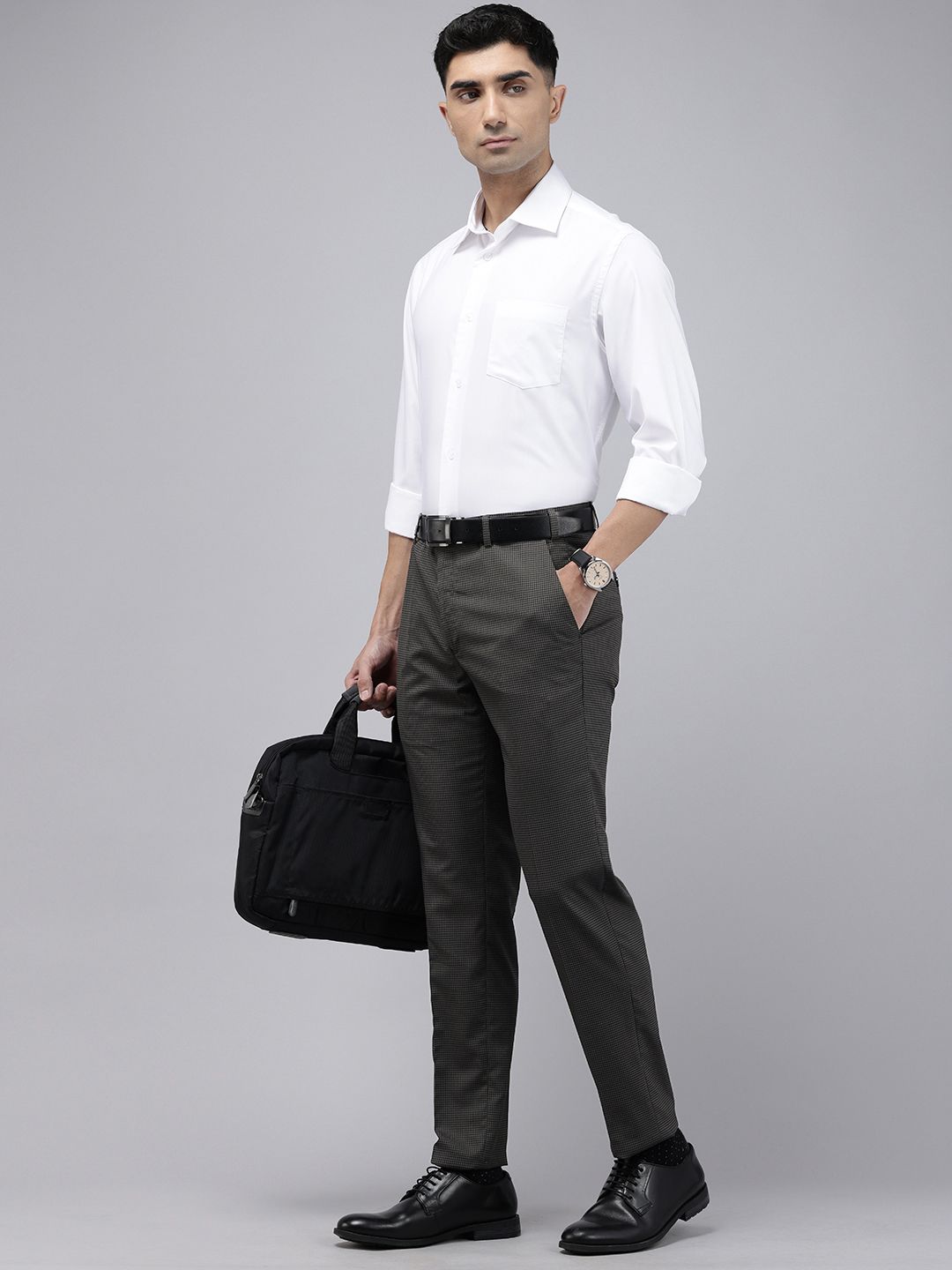 Park Avenue Men Checked Neo Fit Formal Trousers