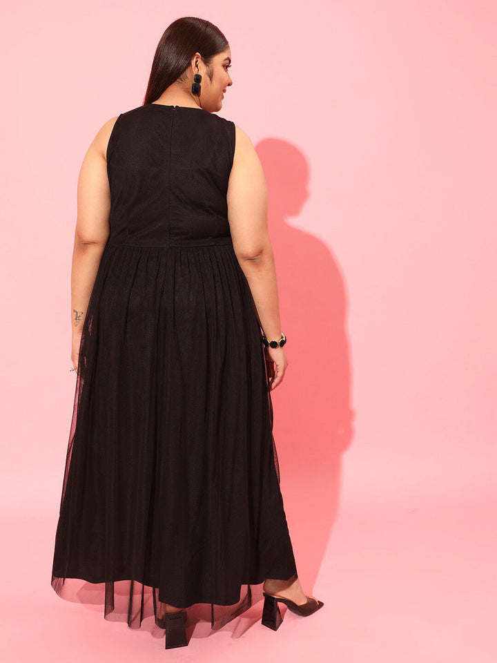 CURVY STREET Black Net A-Line Dress