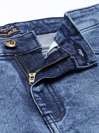 The Indian Garage Co Men Blue Slim Fit Mildly Distressed Light Fade Stretchable Jeans