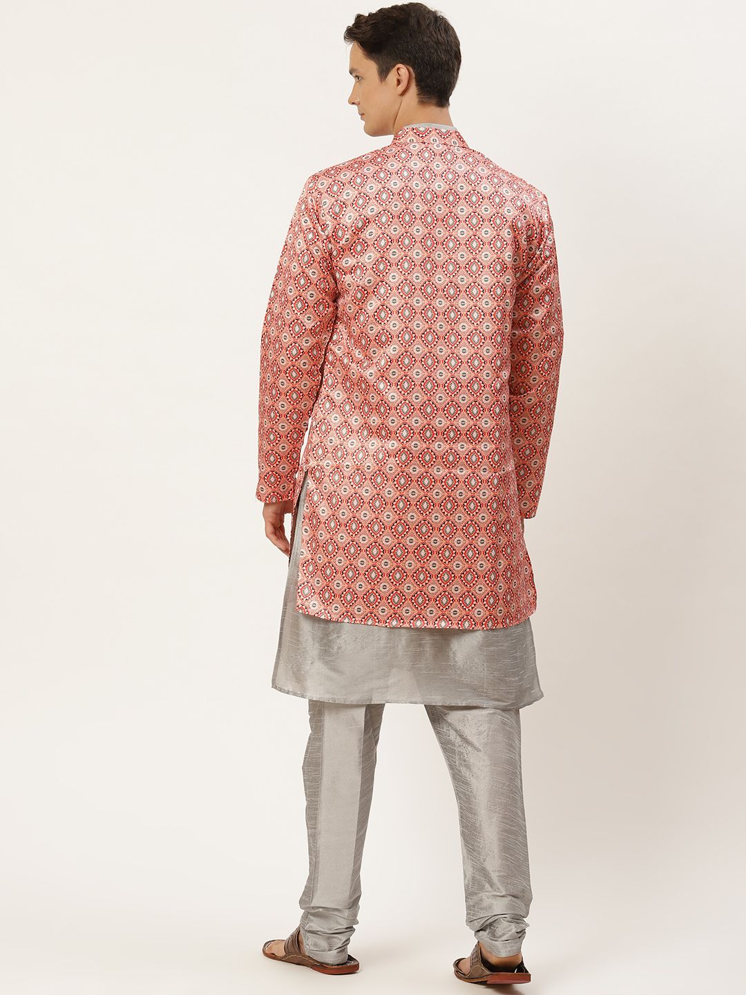 SOJANYA Men Grey Kurta with Churidar With Jacket