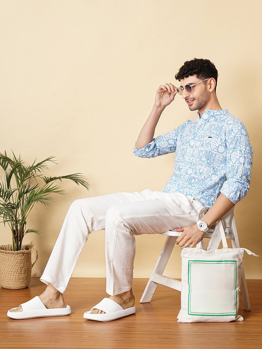 The Indian Garage Co Men Blue Ethnic Motifs Printed Casual Shirt