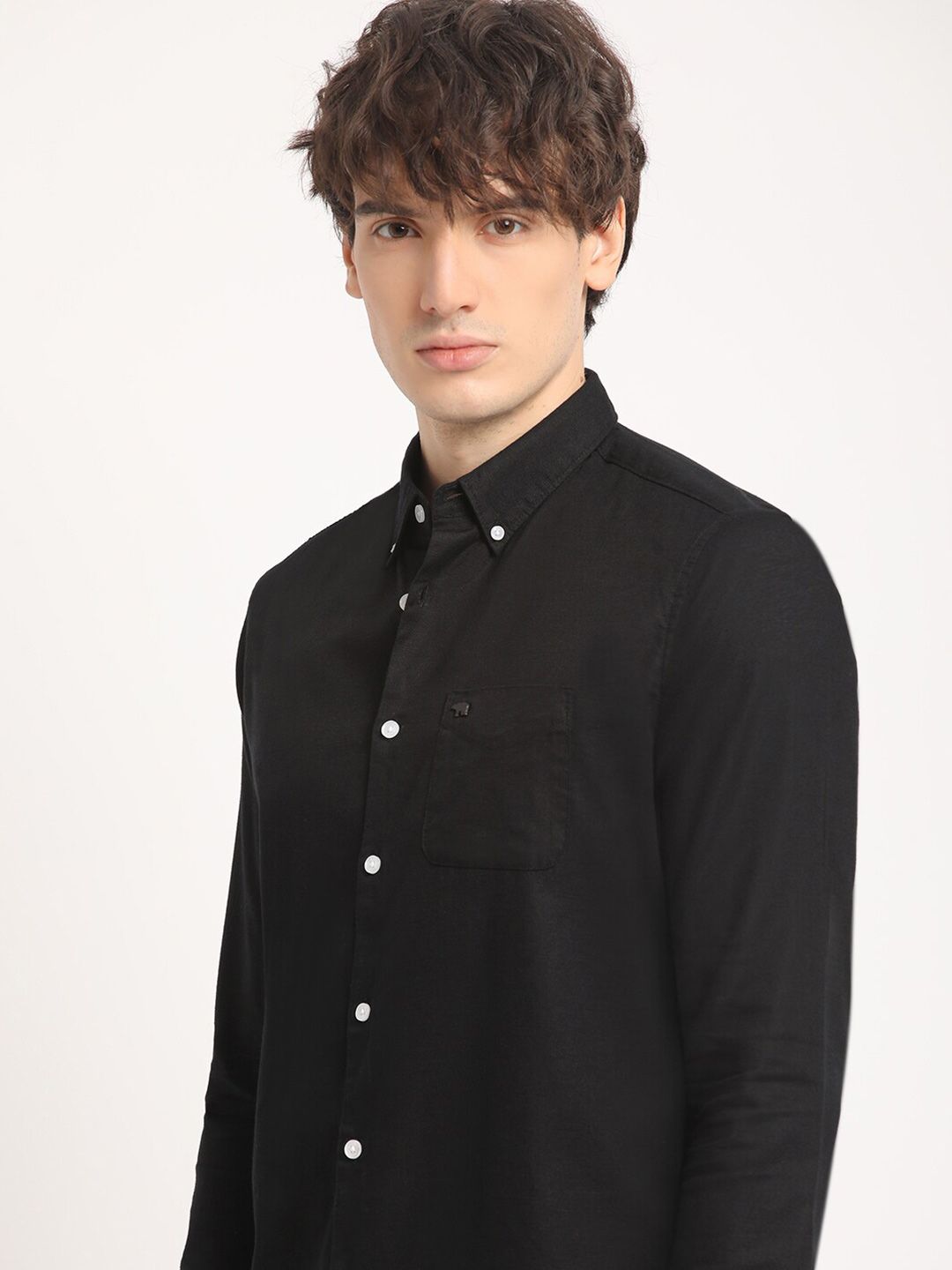 THE BEAR HOUSE Pure Cotton Solid Slim Fit Casual Shirt