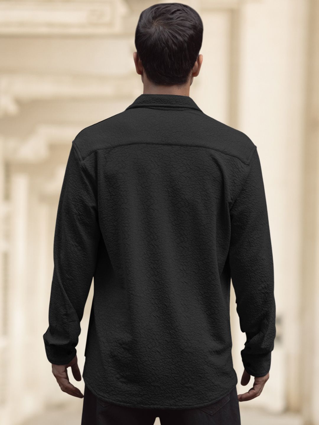 Powerlook Men Spread Collar Textured Relaxed Fit Casual Shirt