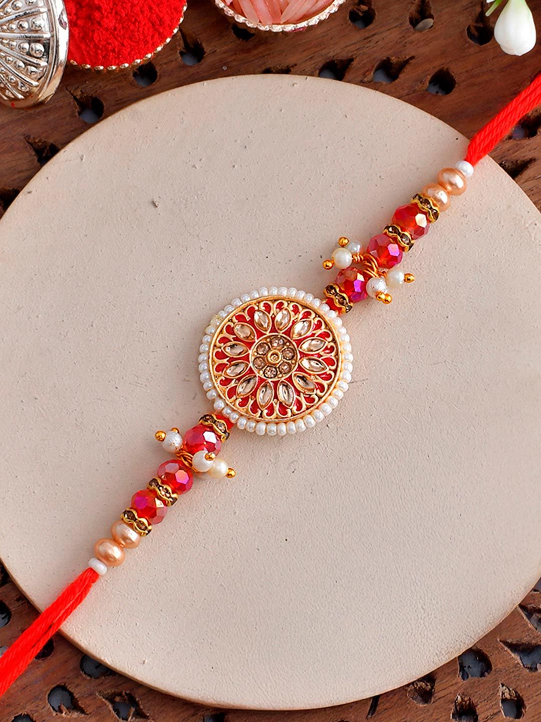 Voylla Bejewelled And Beaded Men's Thread Rakhi For Brother