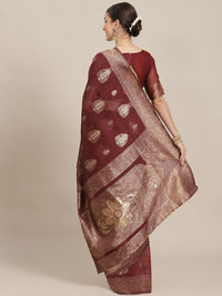 Saree mall Maroon & Gold-Toned Ethnic Motifs Zari Banarasi Sarees
