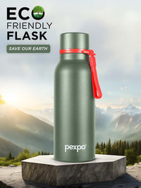 Pexpo Bosco Green Double wall Thermosteel Hot & Cold Green Insulated Water Bottle 600ml