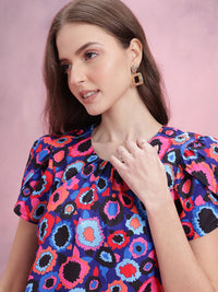 DressBerry Abstract Printed Petal Sleeve Top
