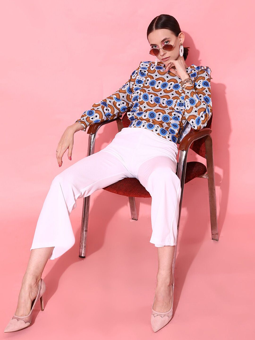 STREET 9 Alluring White Geometric Top