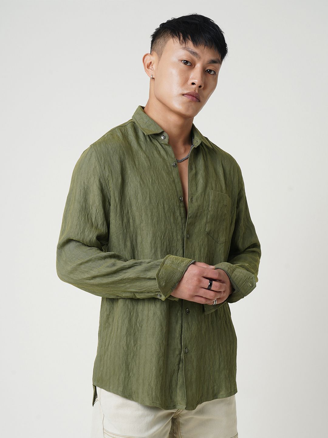 VASTRADO Men Classic Slim Fit Opaque Casual Shirt