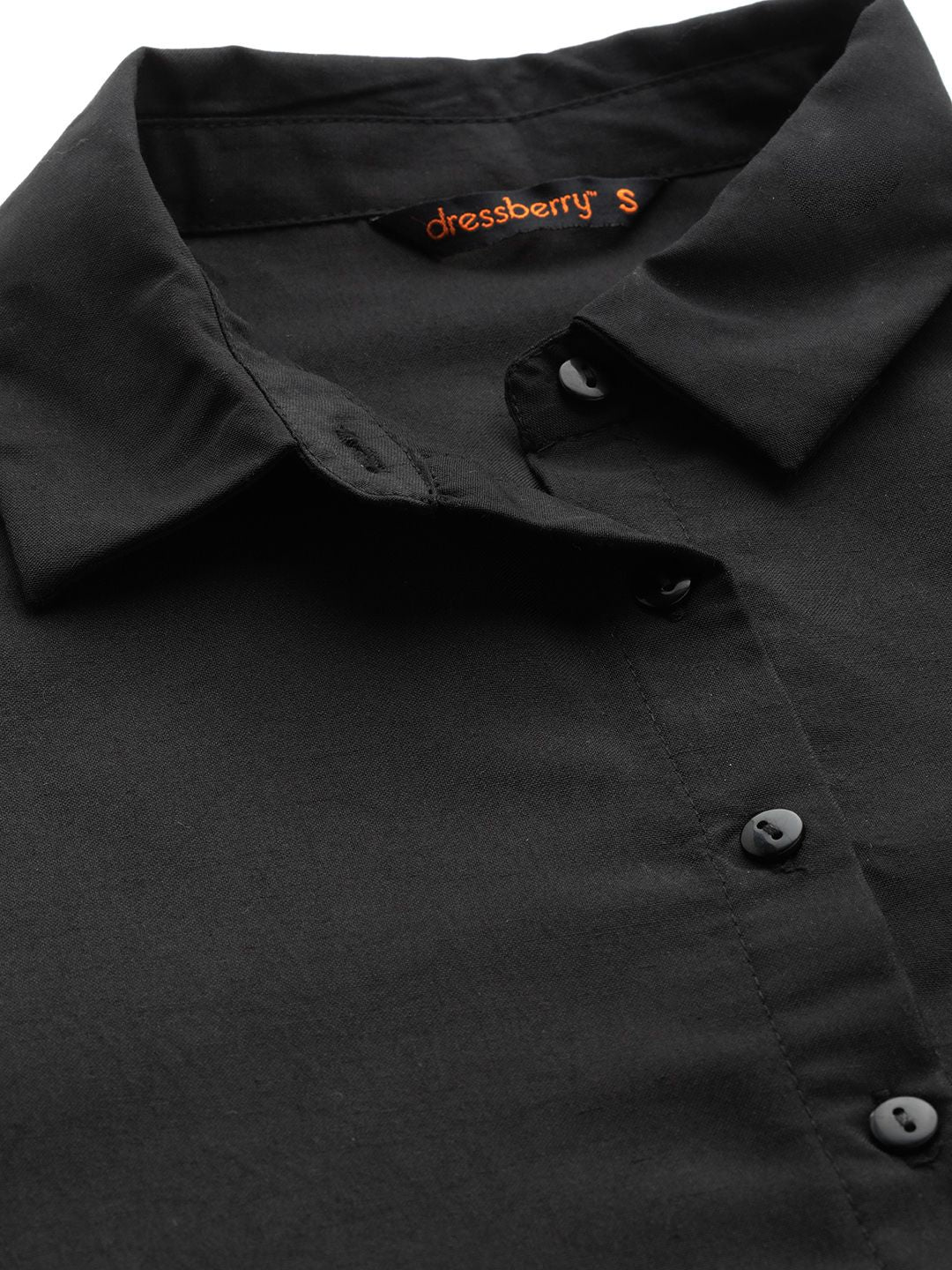 DressBerry Women Black Solid Cropped Casual Shirt