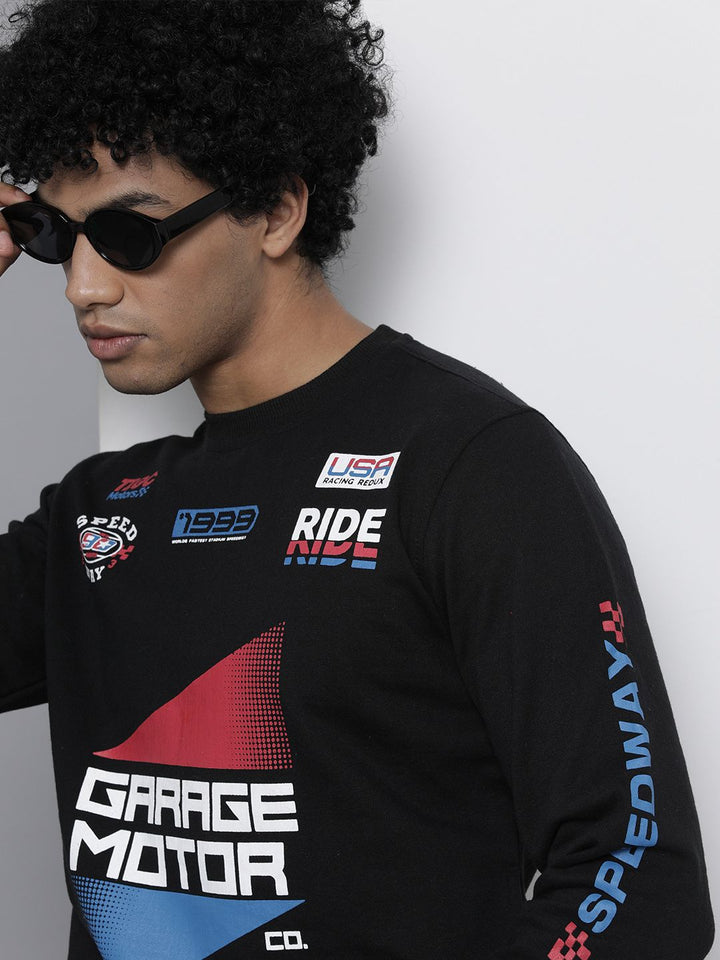 The Indian Garage Co Men Black Printed Sweatshirt
