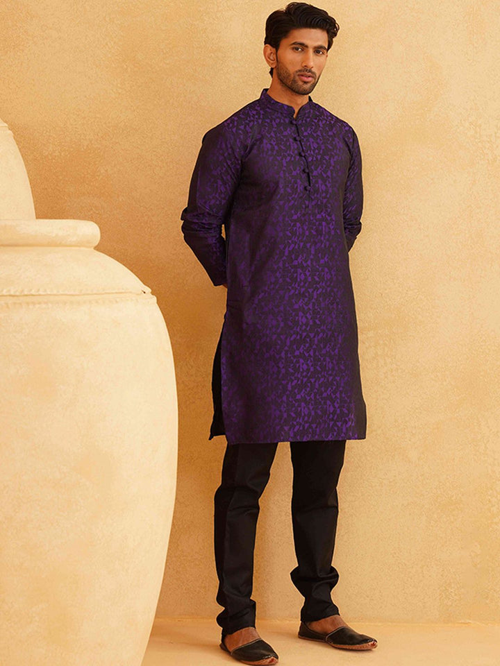 SOJANYA Geometric Woven Design Regular Straight Kurta With Churidar
