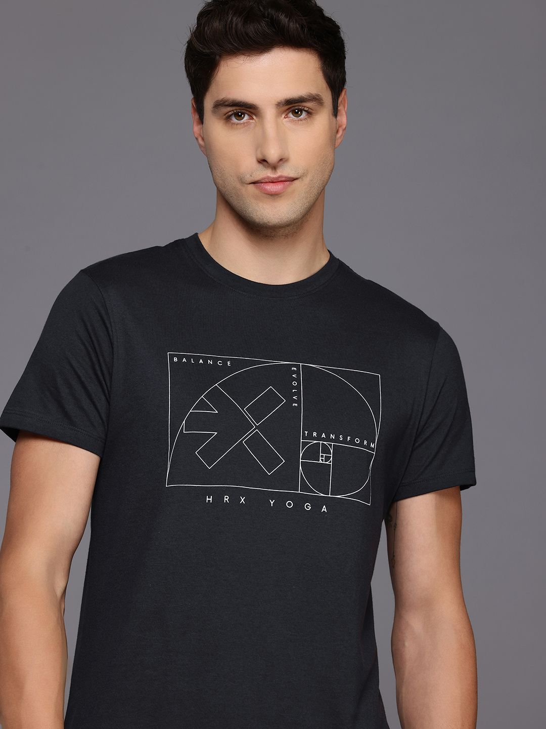 HRX by Hrithik Roshan Printed Pure Cotton Yoga T-shirt