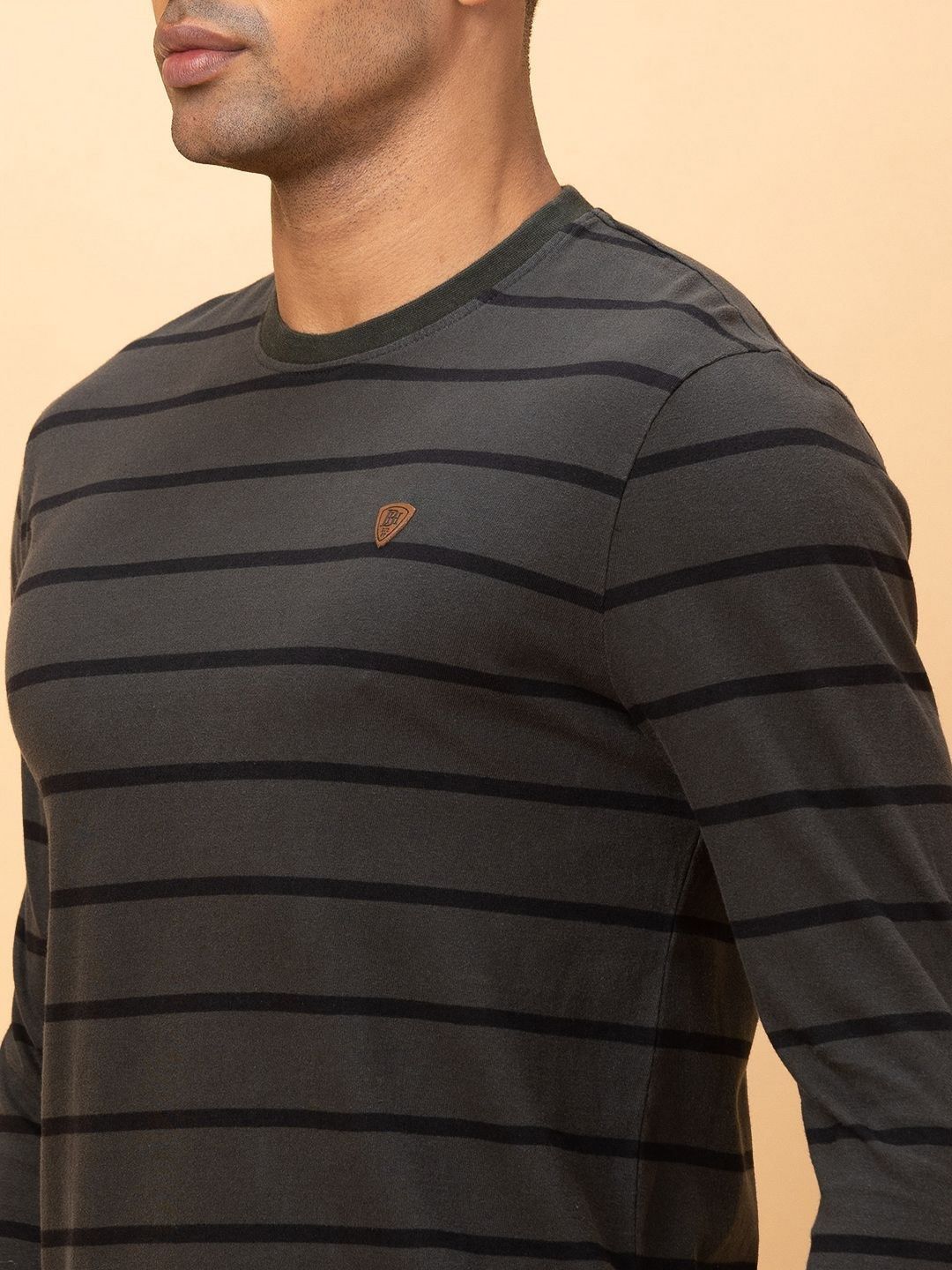 Being Human Men Striped Applique T-shirt