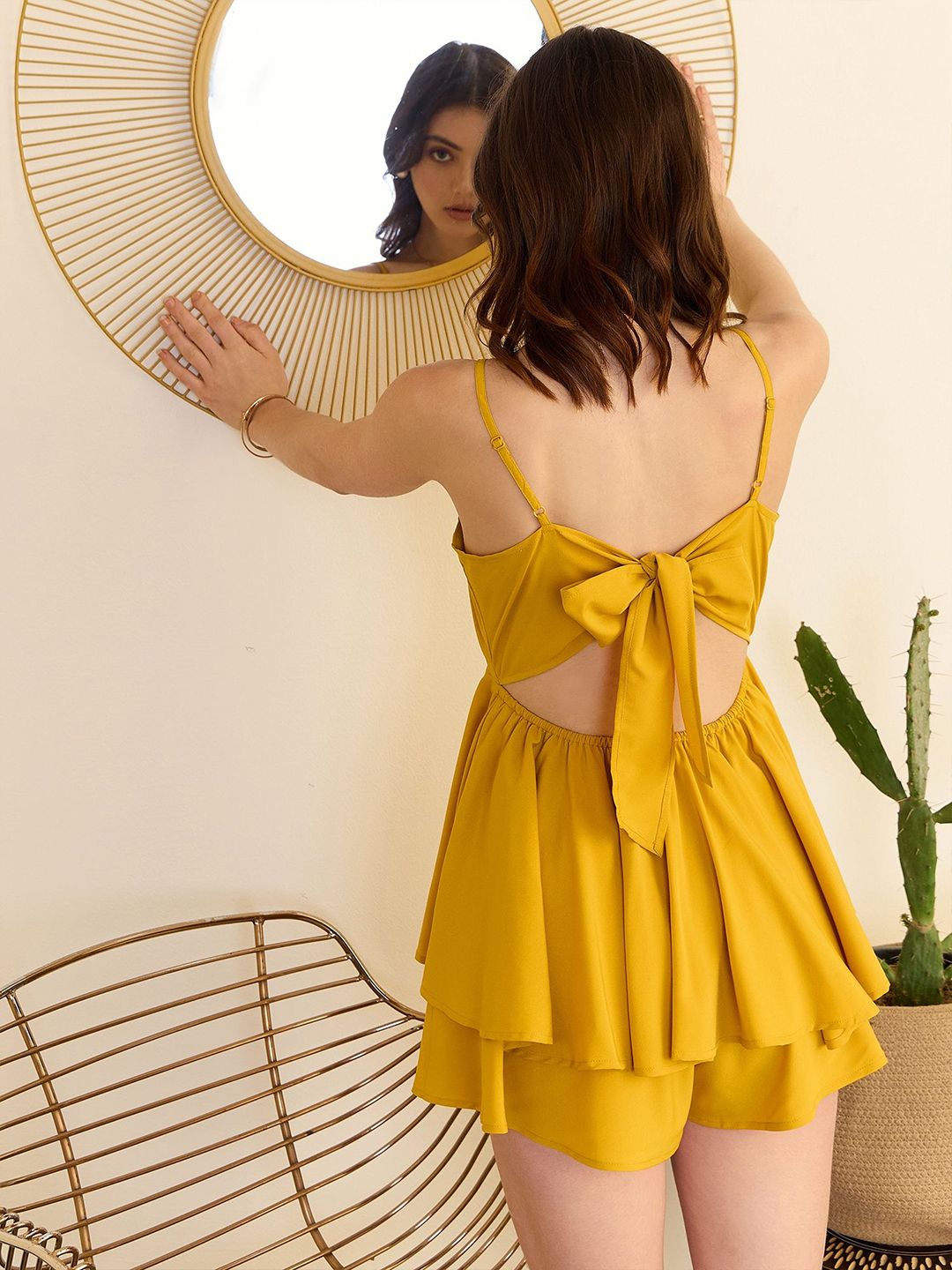 Berrylush Shoulder Straps With Layered Playsuit