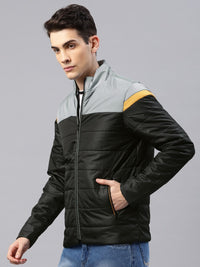 HRX by Hrithik Roshan Men Black & Grey Colourblocked Padded Jacket