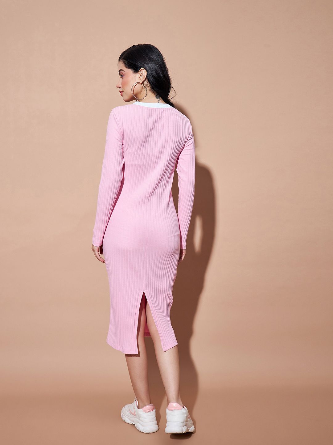 SASSAFRAS BASICS Ribbed Round Neck Bodycon Dress