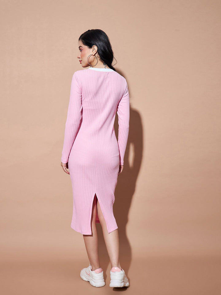 SASSAFRAS BASICS Ribbed Round Neck Bodycon Dress
