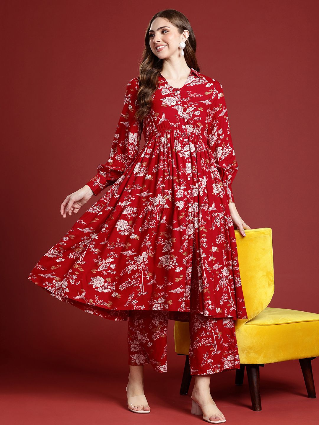 Anouk Ethnic Motifs Printed Regular Kurta with Palazzos