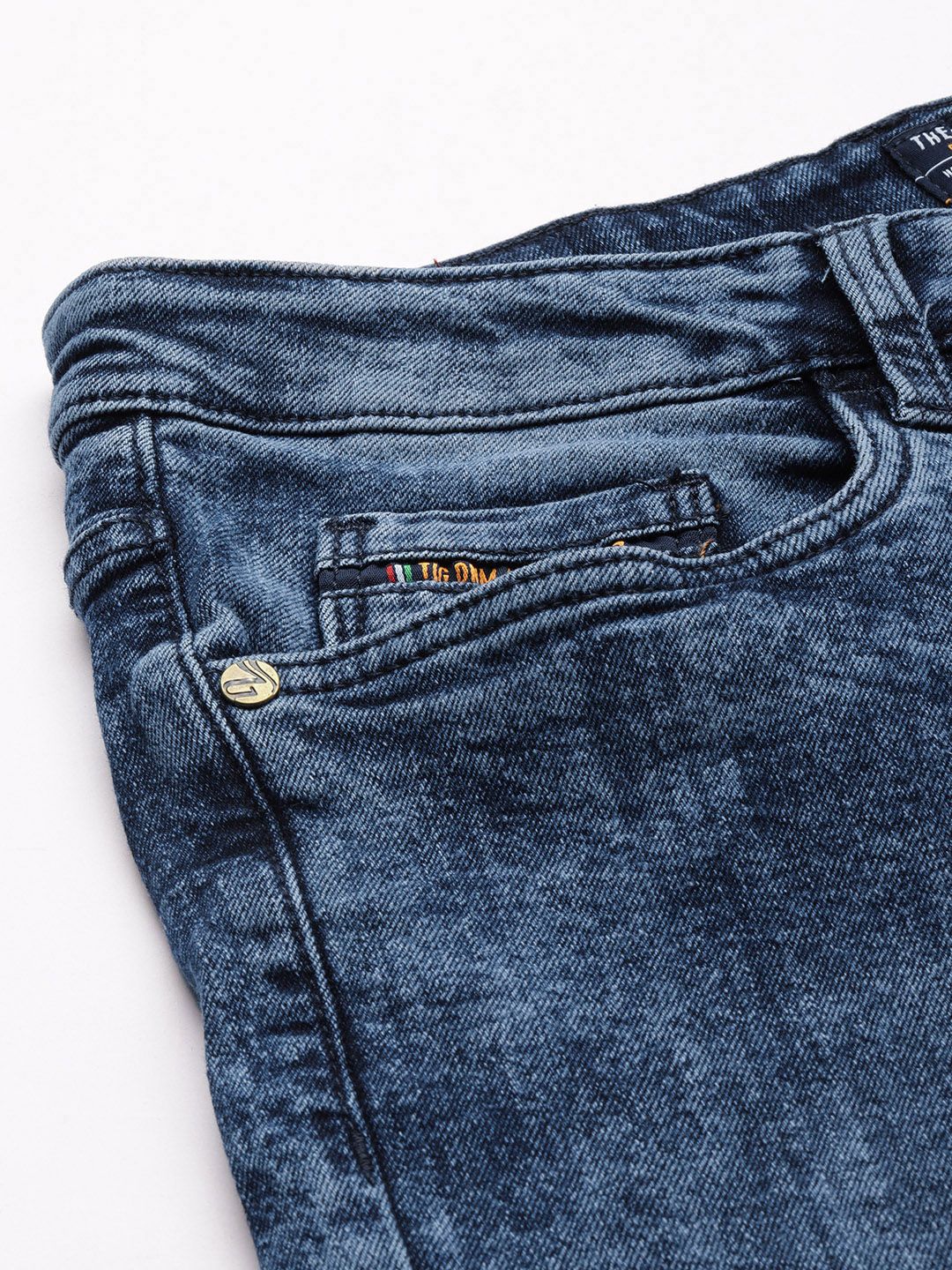 The Indian Garage Co Men Navy Blue Skinny Fit Heavy Fade Stretchable Jeans