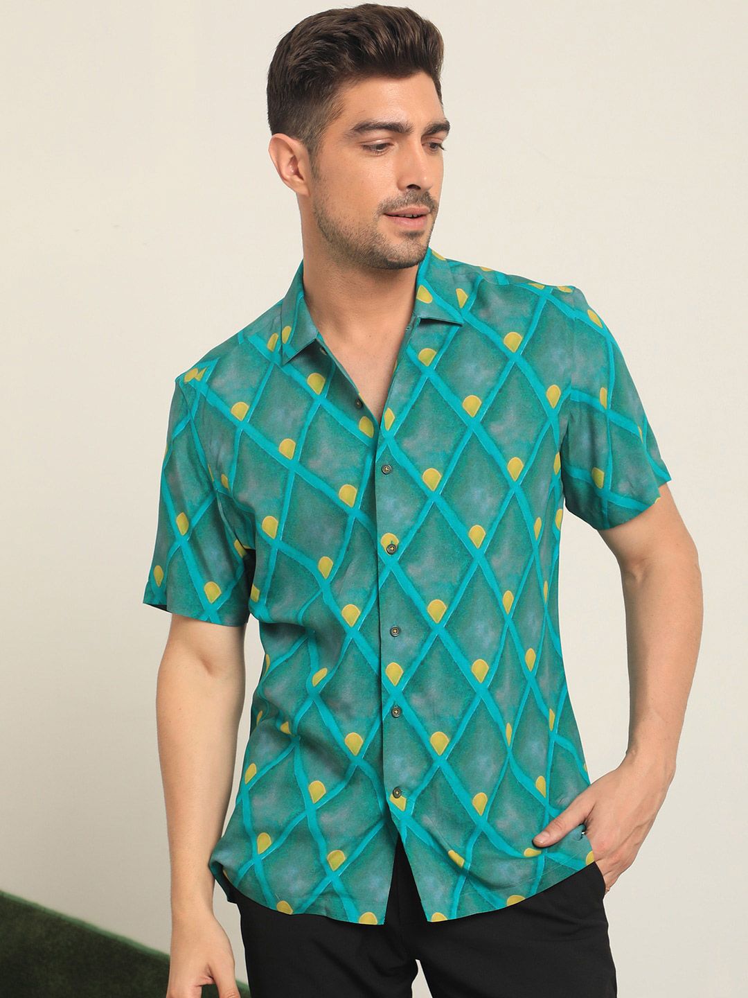 RARE RABBIT Men Diam Slim Fit Opaque Checked Cotton Shirt