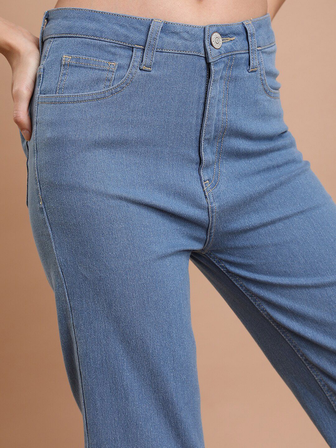 Basics By Tokyo Talkies Women Blue Flared Stretchable Jeans
