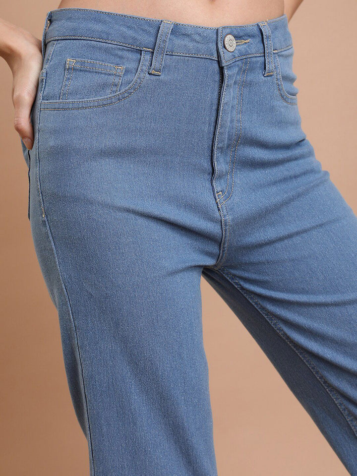 Basics By Tokyo Talkies Women Blue Flared Stretchable Jeans
