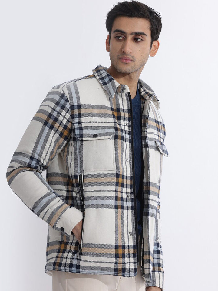 RARE RABBIT Men Hollis Tailored Fit Checked Cotton Jacket