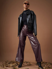 SASSAFRAS Women Maroon Straight Fit Cargos Trousers