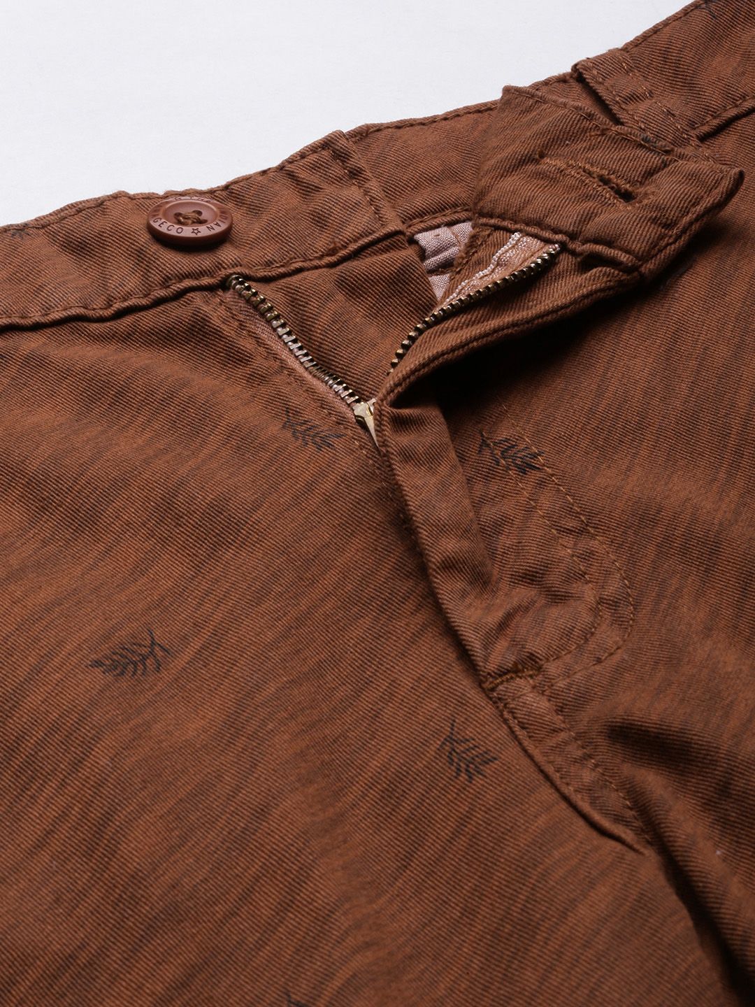 The Indian Garage Co Men Brown Tropical Printed Slim Fit Shorts