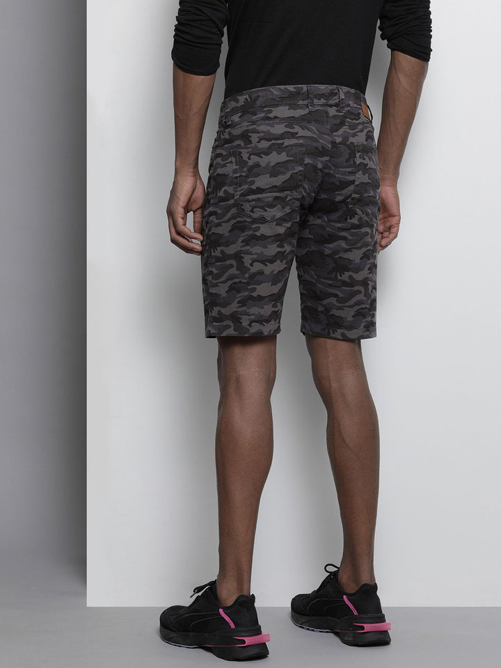 The Indian Garage Co Men Grey Printed Slim Fit Chino Shorts