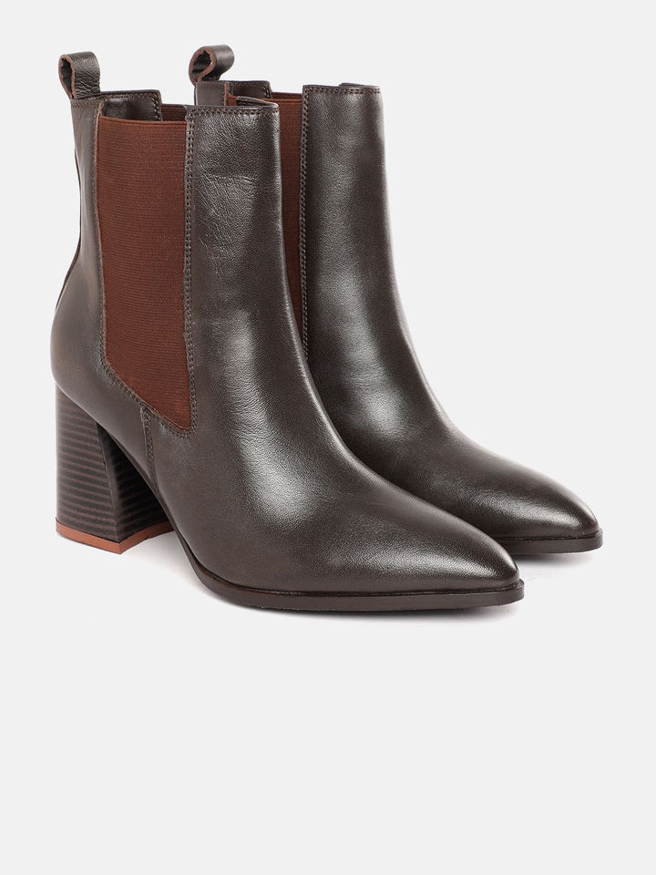 Lino Perros Women Point Toe Chelsea Boots with Block Heels
