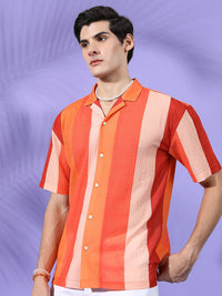 The Indian Garage Co Men Relaxed Fit Striped Textured Resortwear Shirt