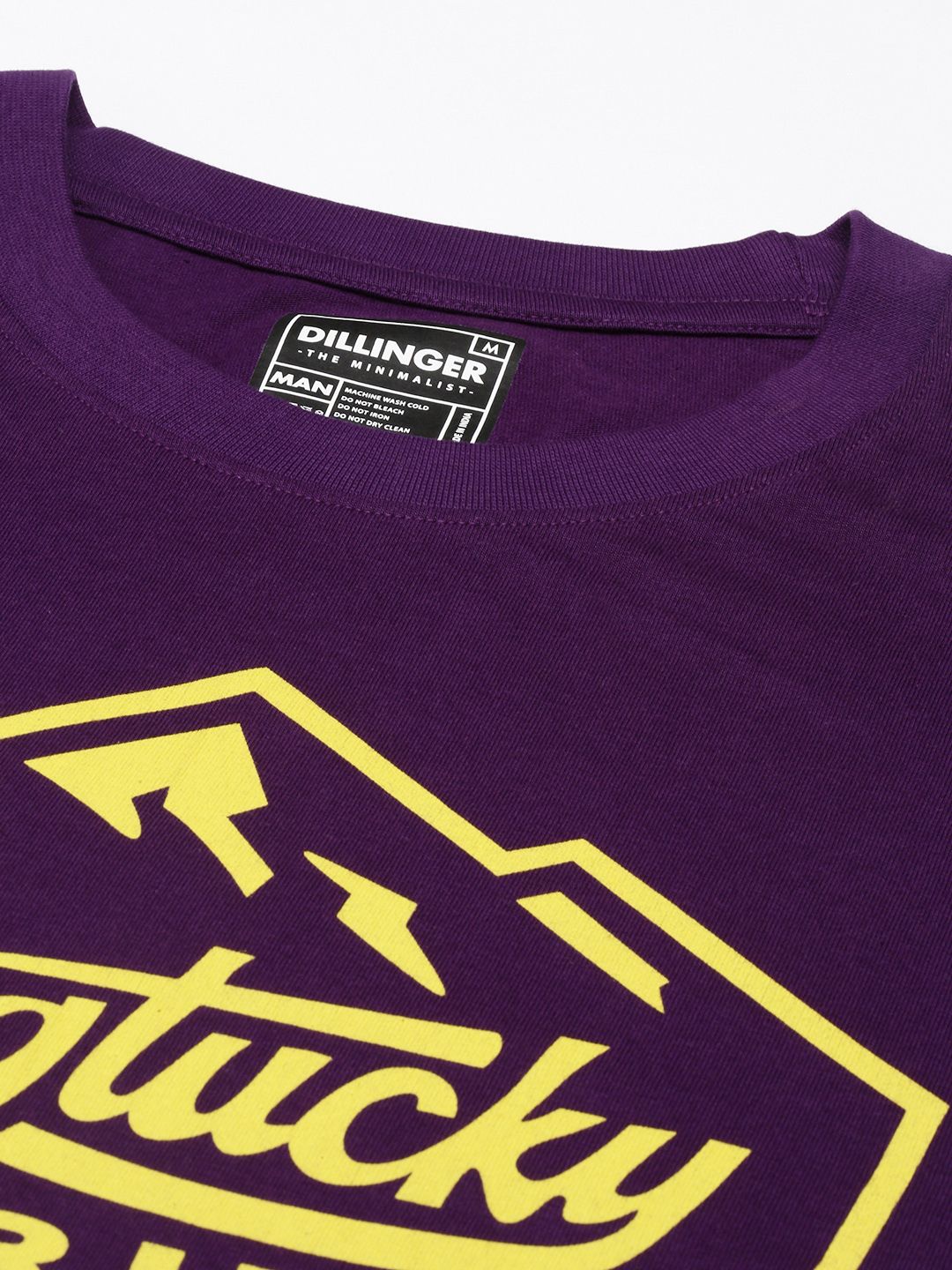 DILLINGER Men Purple Typography Printed Pure Cotton Oversized  T-shirt