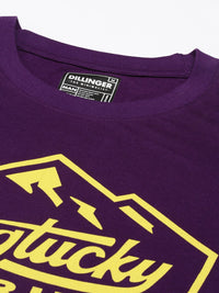 DILLINGER Men Purple Typography Printed Pure Cotton Oversized  T-shirt