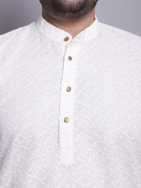 SOJANYA PLUS Plus Size Bordir Cotton Kurta Dengan Piyama & Tenunan Design Nehru Jaket