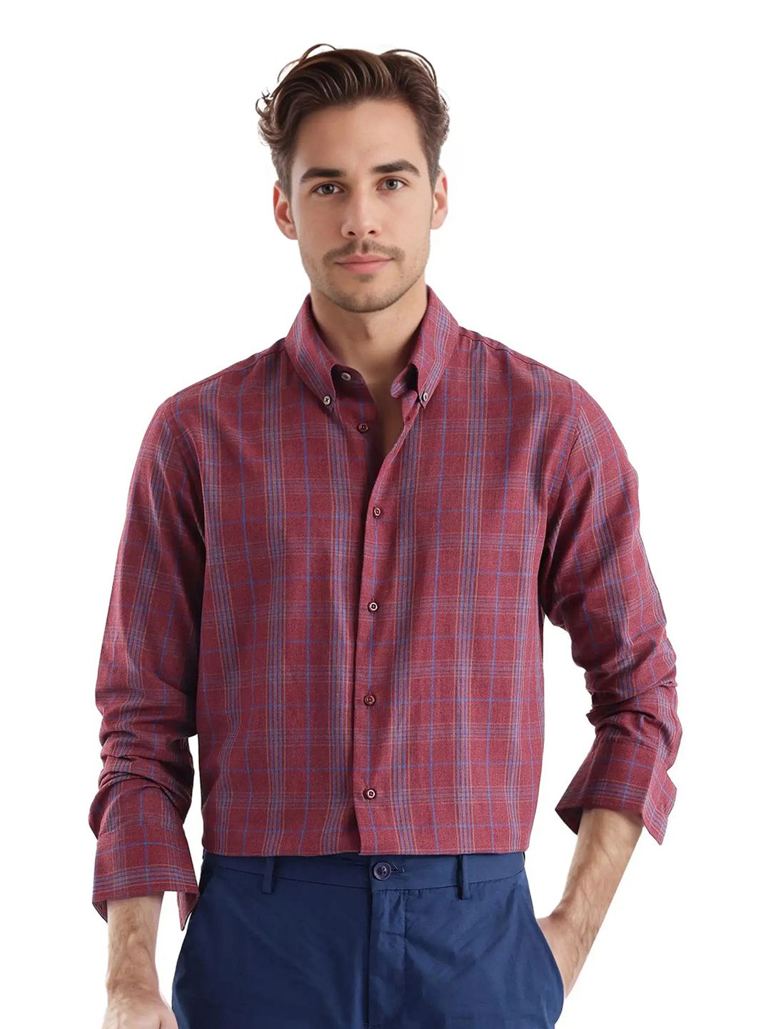 RARE RABBIT Men Comfort Opaque Checked Casual Shirt