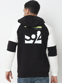 SPYKAR Colourblocked Hooded Front-Open Sweatshirt