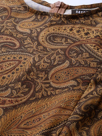 SASSAFRAS Brown & Black Ethnic Motifs Print Maxi Dress