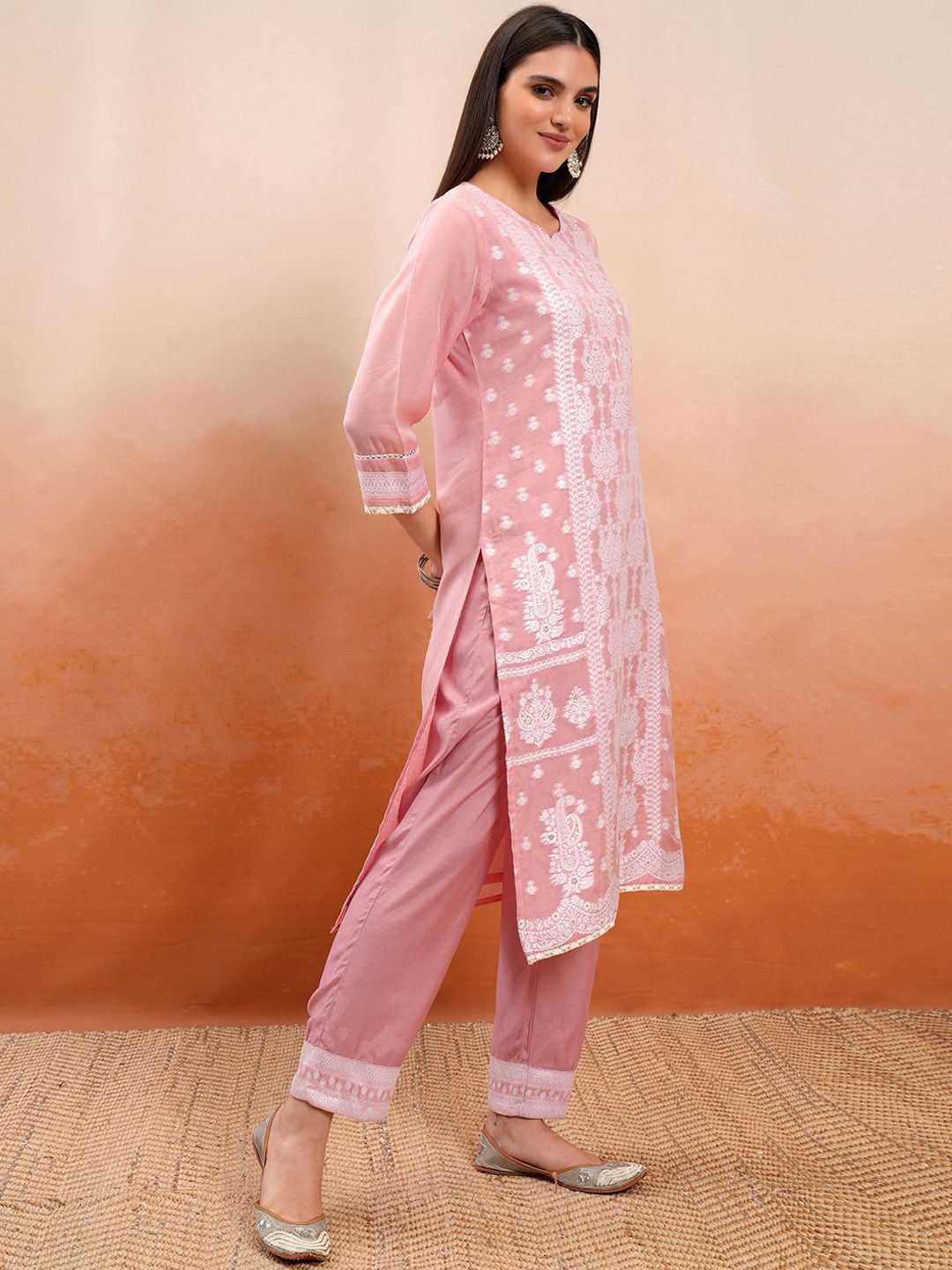 Vishudh Paisley Embroidered Regular Thread Work Kurta with Trouser & Dupatta