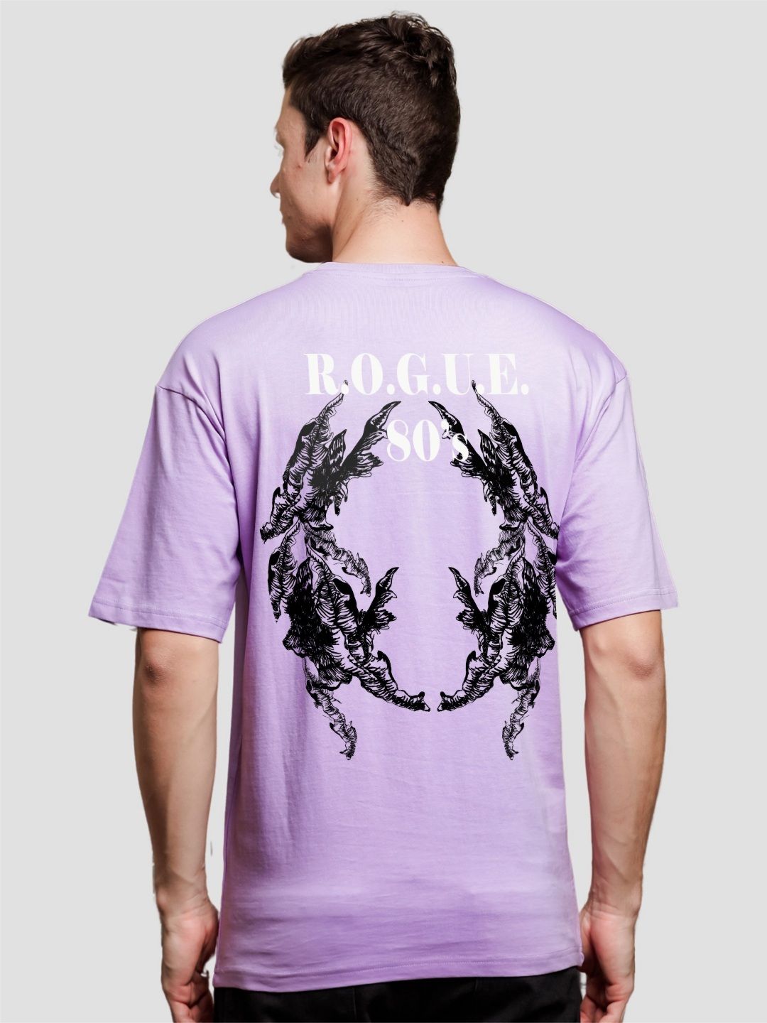 ADRO Lelaki Baju T-Shirt Bersaiz Besar Kapas Lengan Jatuh Bercetak Grafik