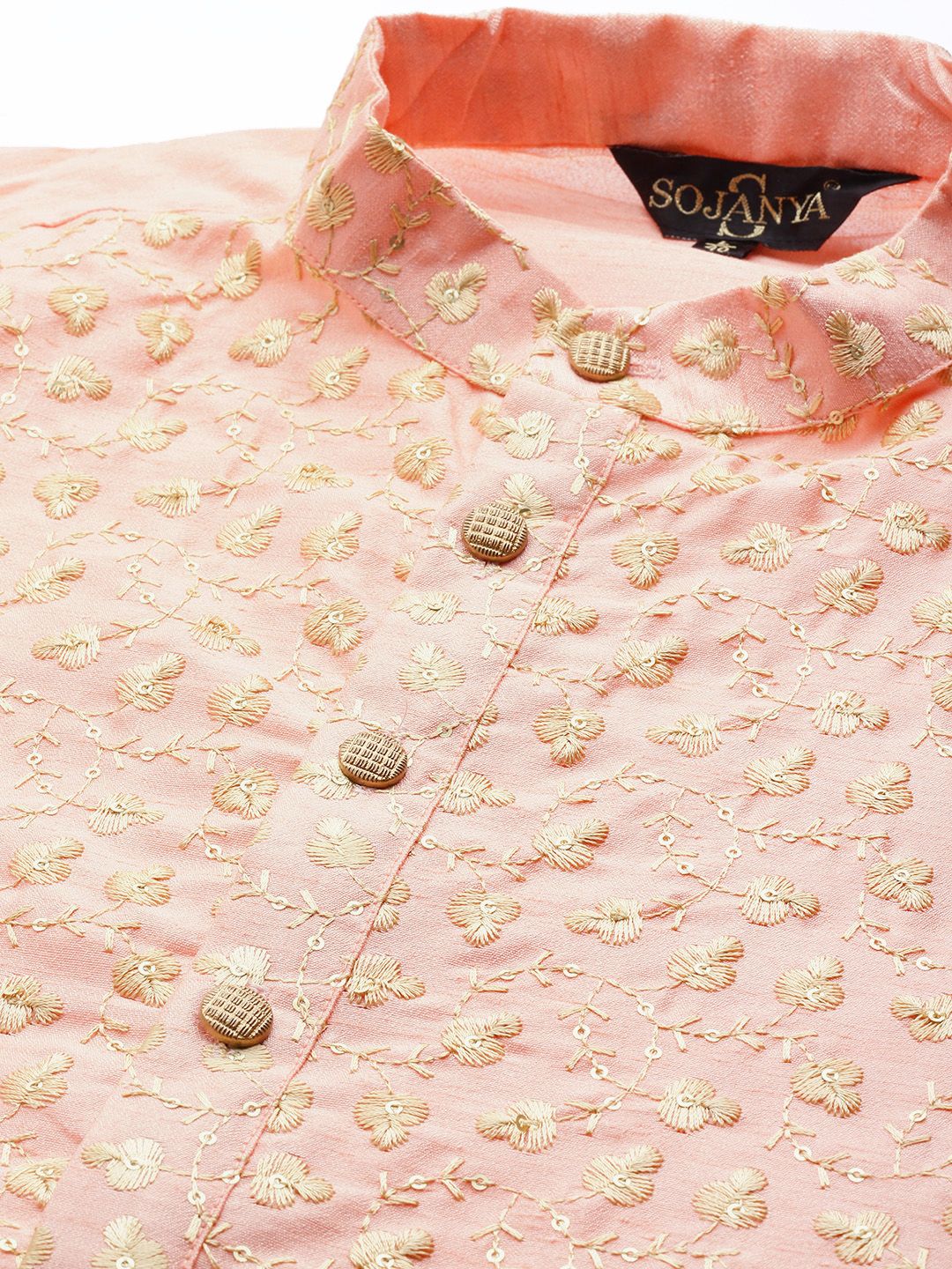 SOJANYA Kurta Lelaki Berwarna Peach & Beige