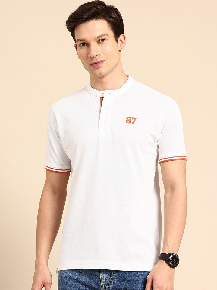 Being Human Henley Neck Pure Cotton T-shirt