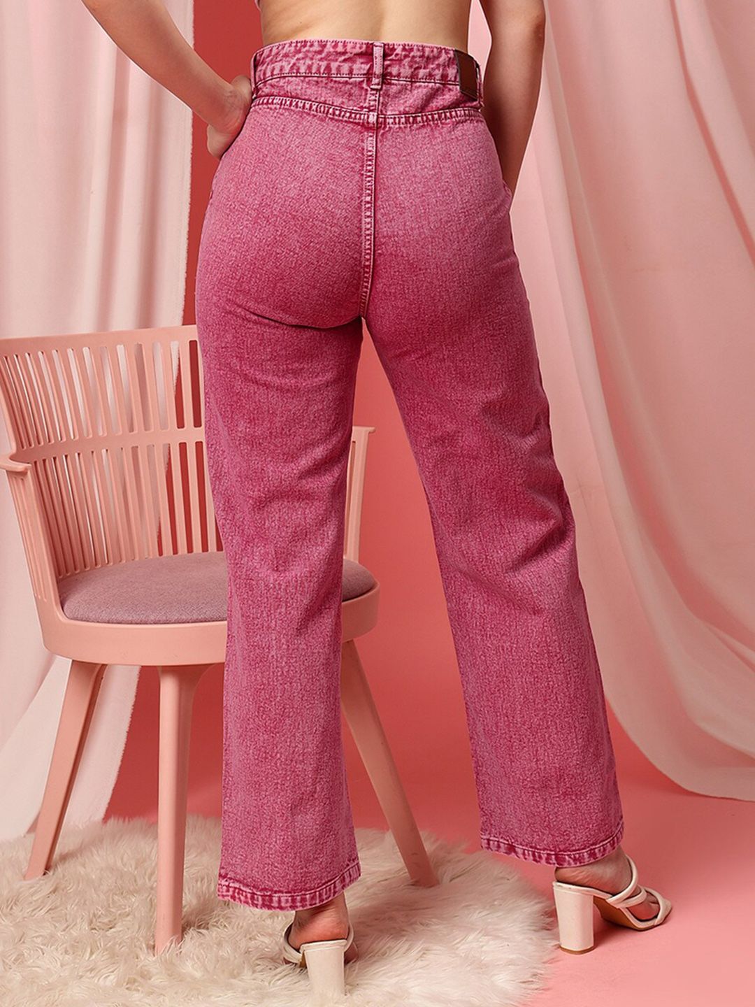 STREET 9 Women Comfort Straight Fit High-Rise Clean Look Pure Cotton Jeans