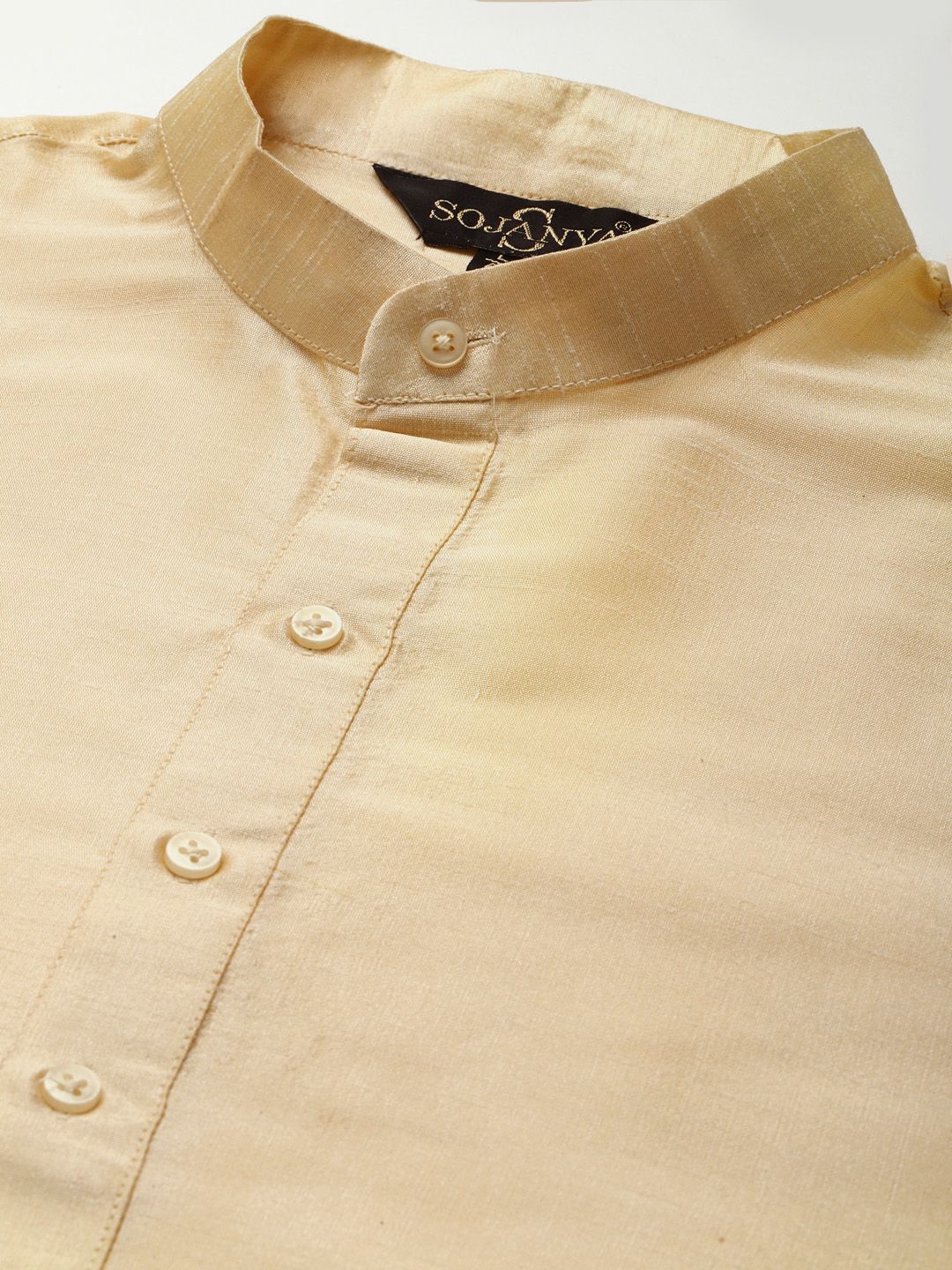 SOJANYA Men Solid Kurta with Churidar & Woven Design Nehru Jacket