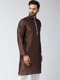 SOJANYA Men Brown Woven Design Straight Kurta