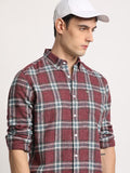 THE BEAR HOUSE Men Checked Slim Fit Button-Down Collar Casual Shirt